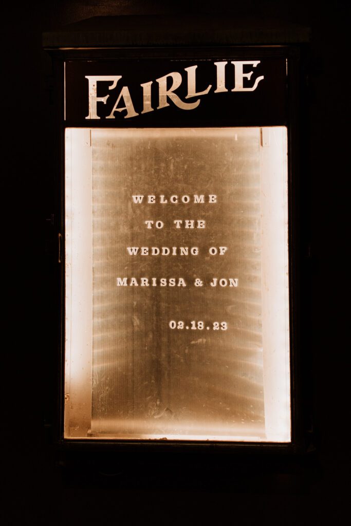 Fairlie Chicago wedding sign