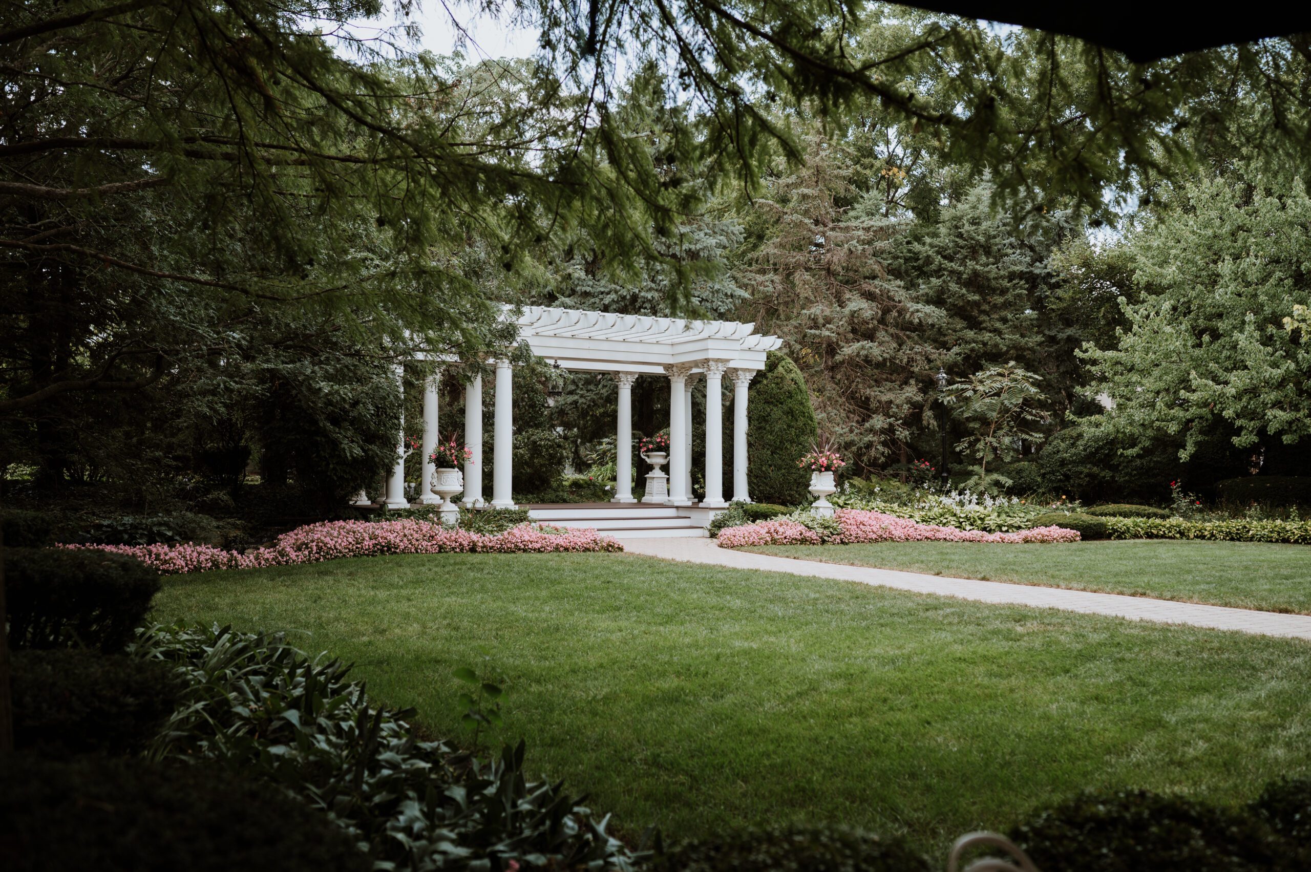 Outdoor wedding ceremony space at The Haley Mansion