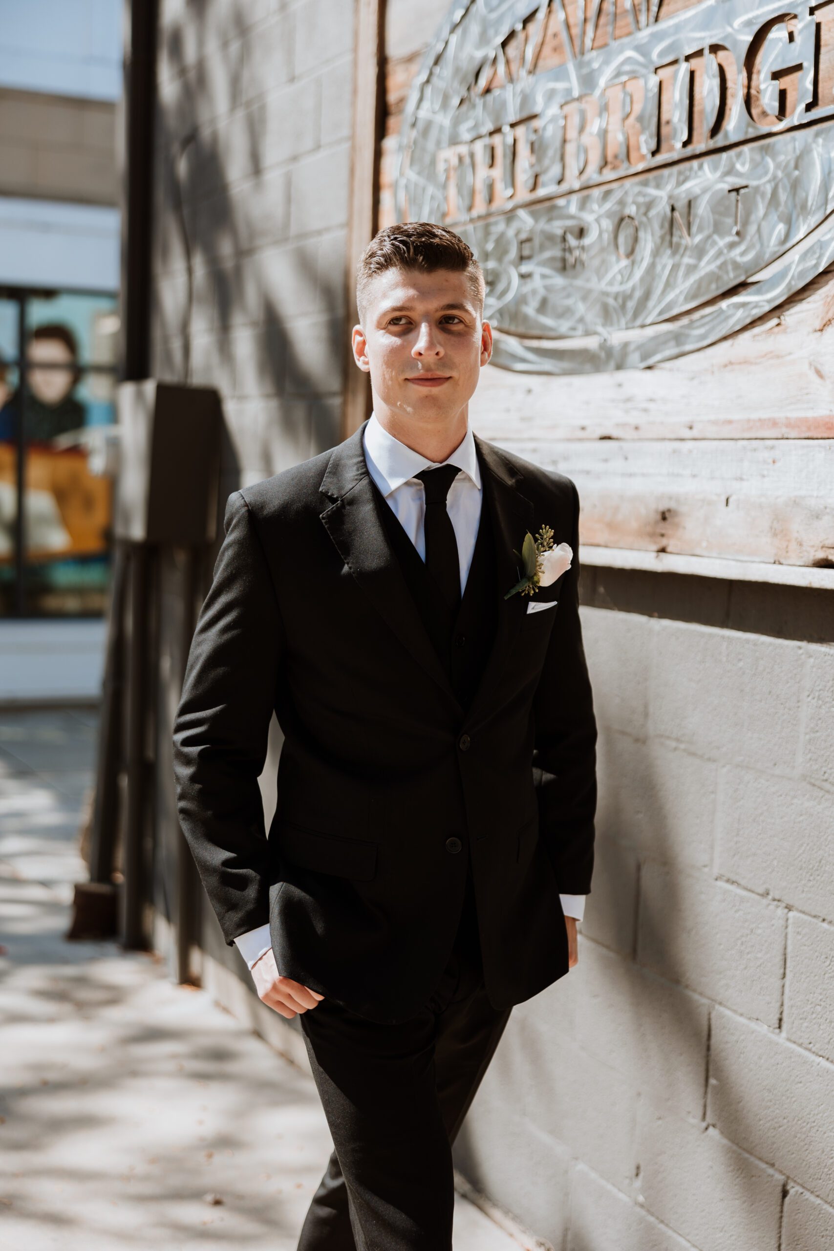 Groom photos from the Bridge Lemont