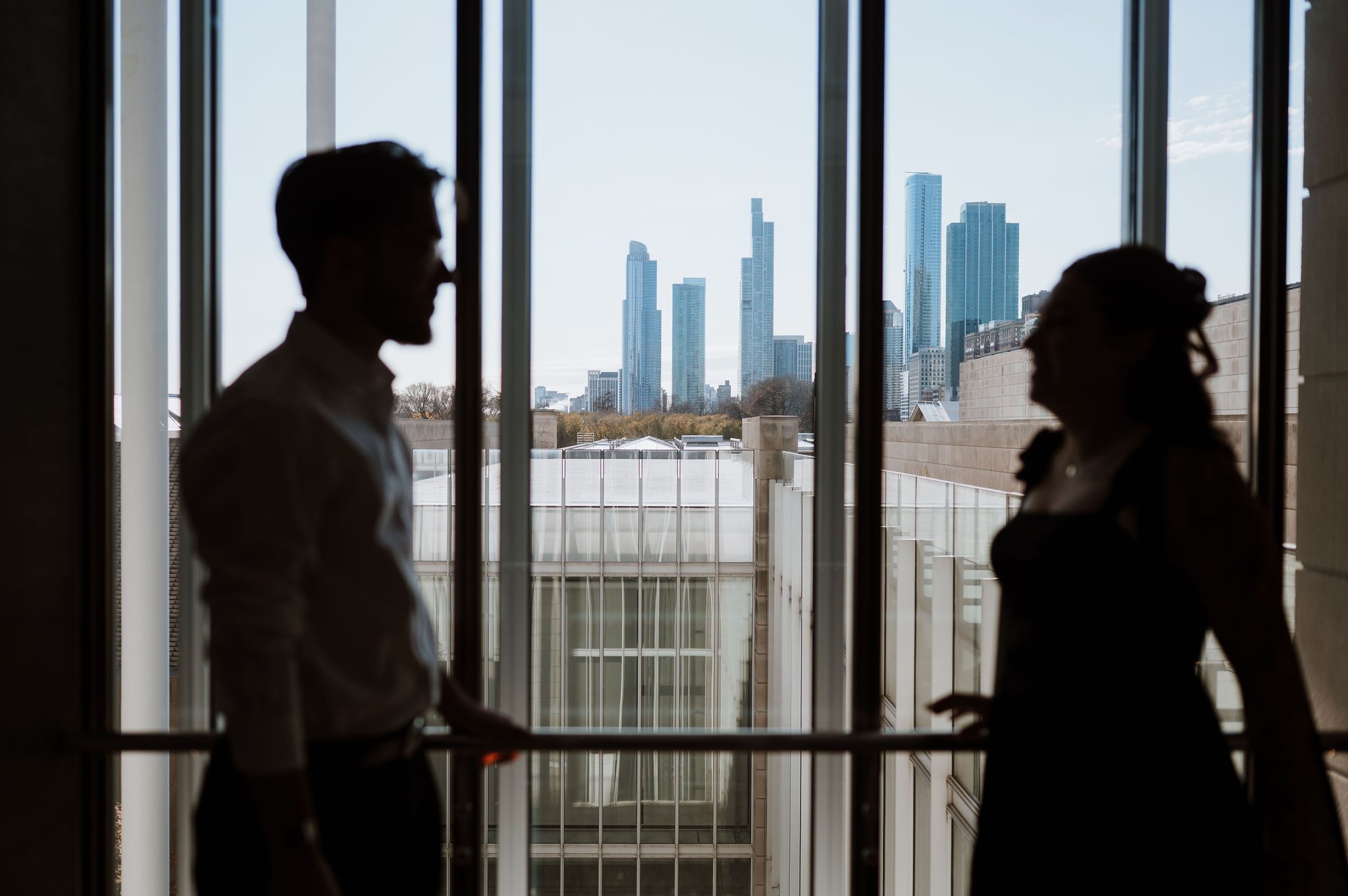 Engagement photos at Art Institute of Chicago iconic architecture
