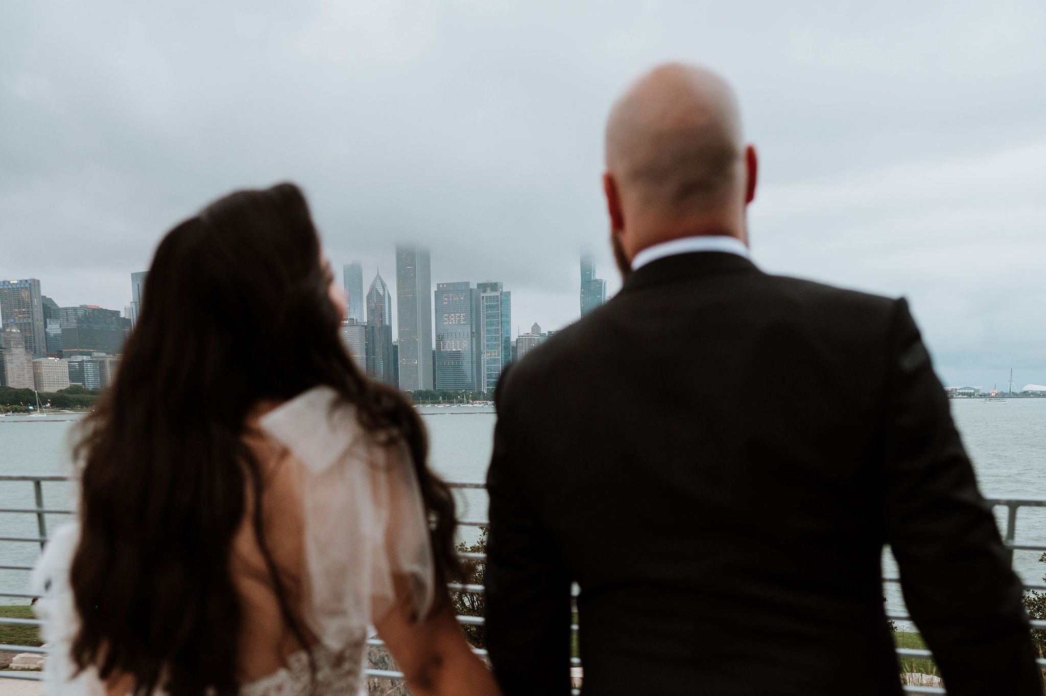 Chicago Museum Campus engagement session with skyline view