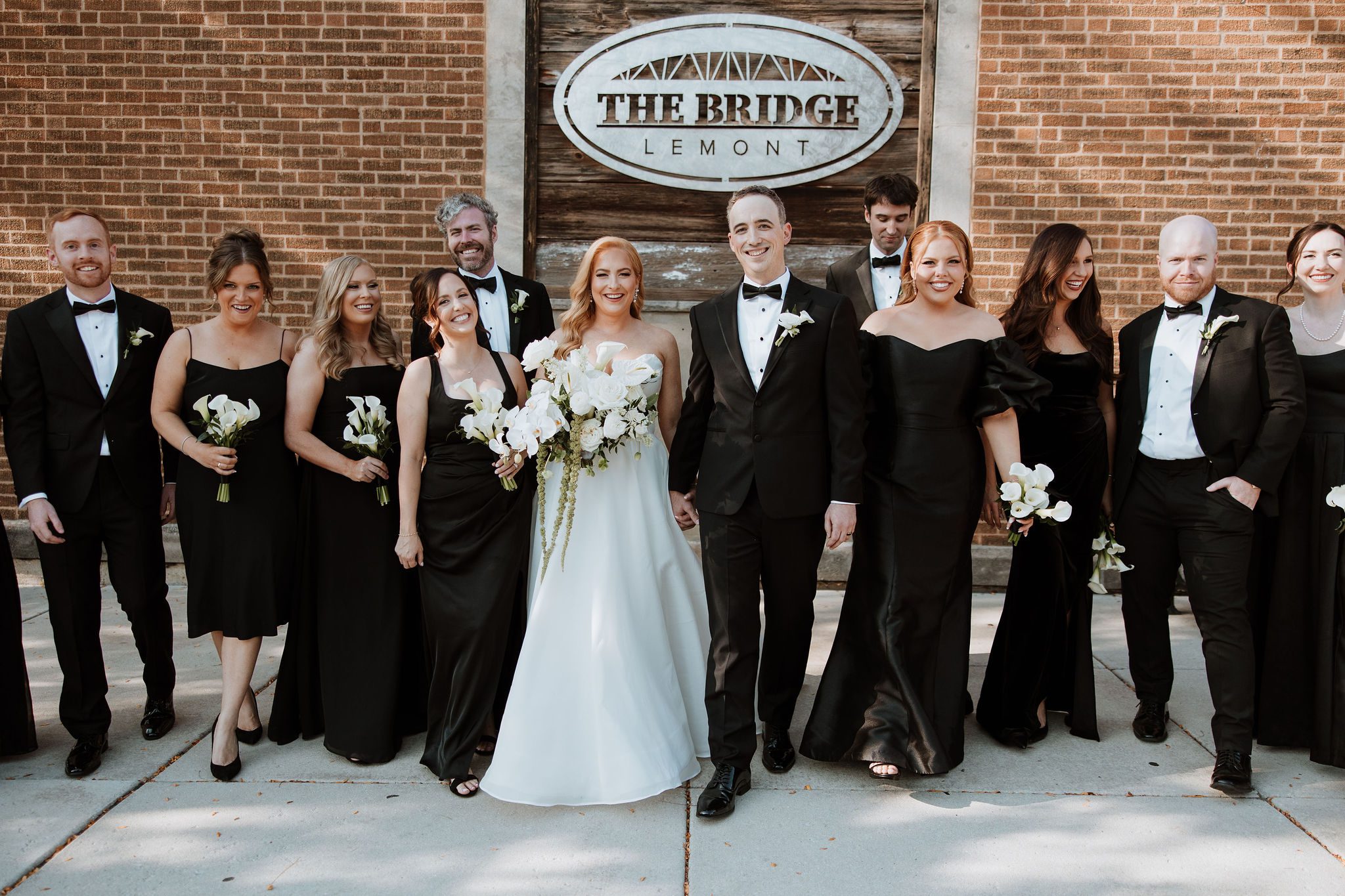Lemont illinois bridal party photos near The Bridge