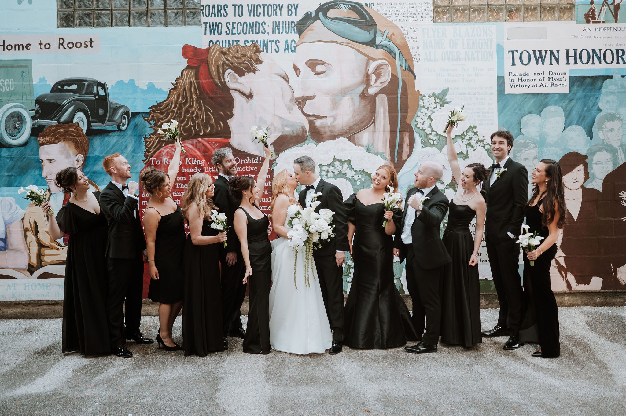 Lemont illinois bridal party photos near The Bridge