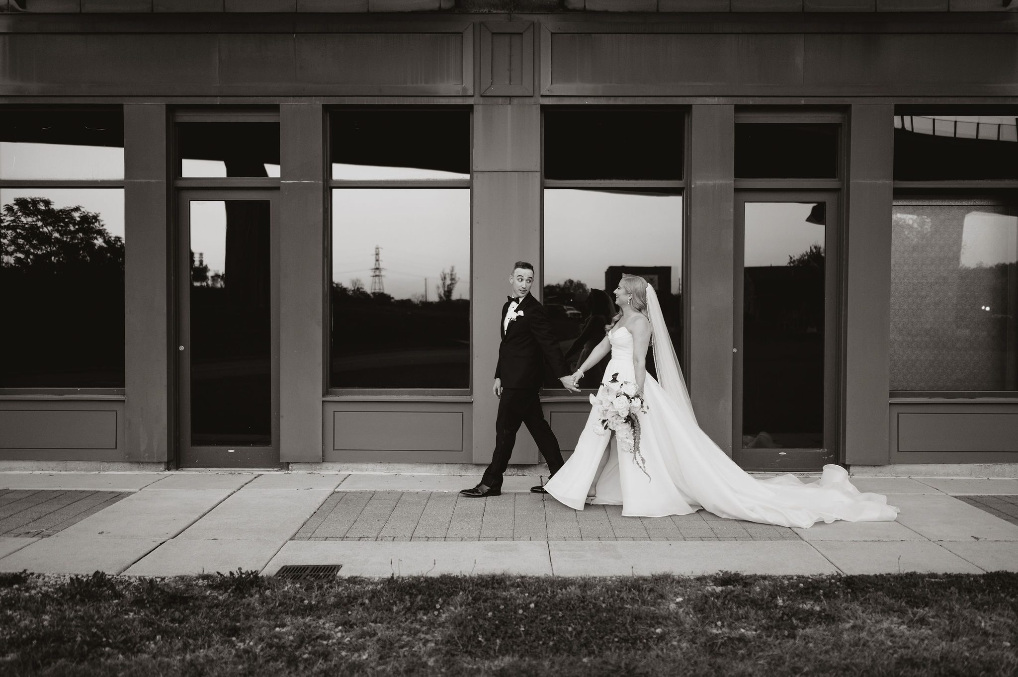 Lemont wedding photos with unique historic architecture