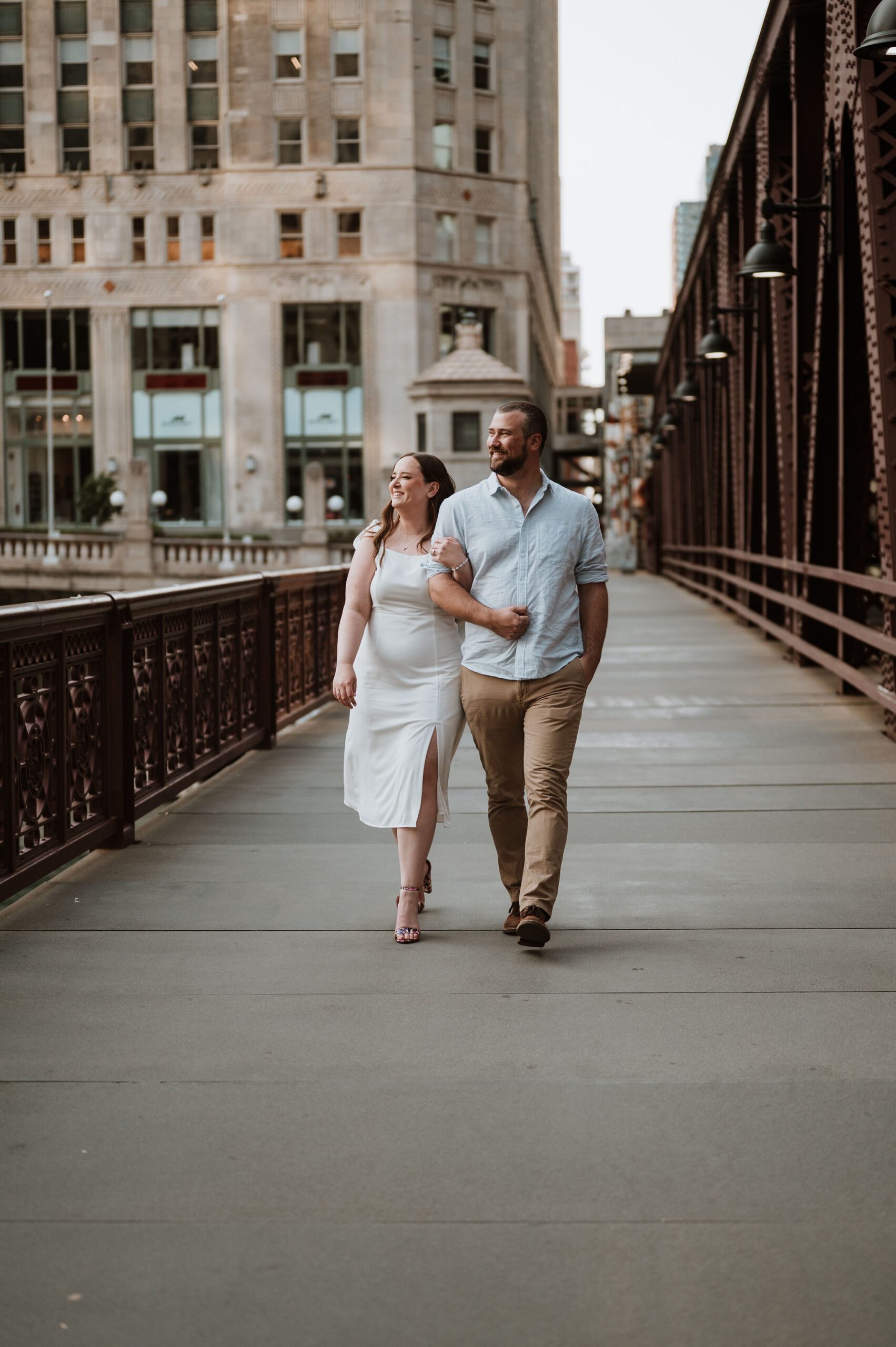 Wedding photo location in River North with modern architecture